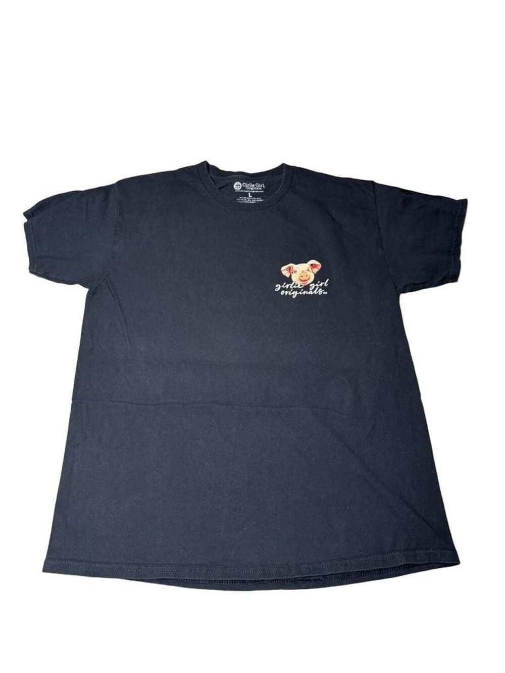 Girlie Girl Originals Graphic T-Shirt Size L Pig Black Business